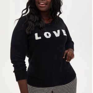 Torrid Black “Love” Long Sleeve Sweater - Torrid Size 3